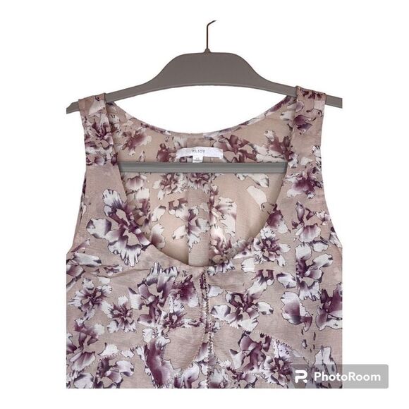 Eliot Fever Dream Silk Floral Scoop Neck Sleeveless Tank Top Purple Gray Size XS - Picture 2 of 5